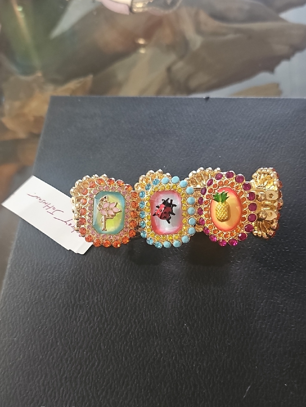 Betsey Johnson Gold-Tone Bracelet with Pink, Turquoise & Orange Accents